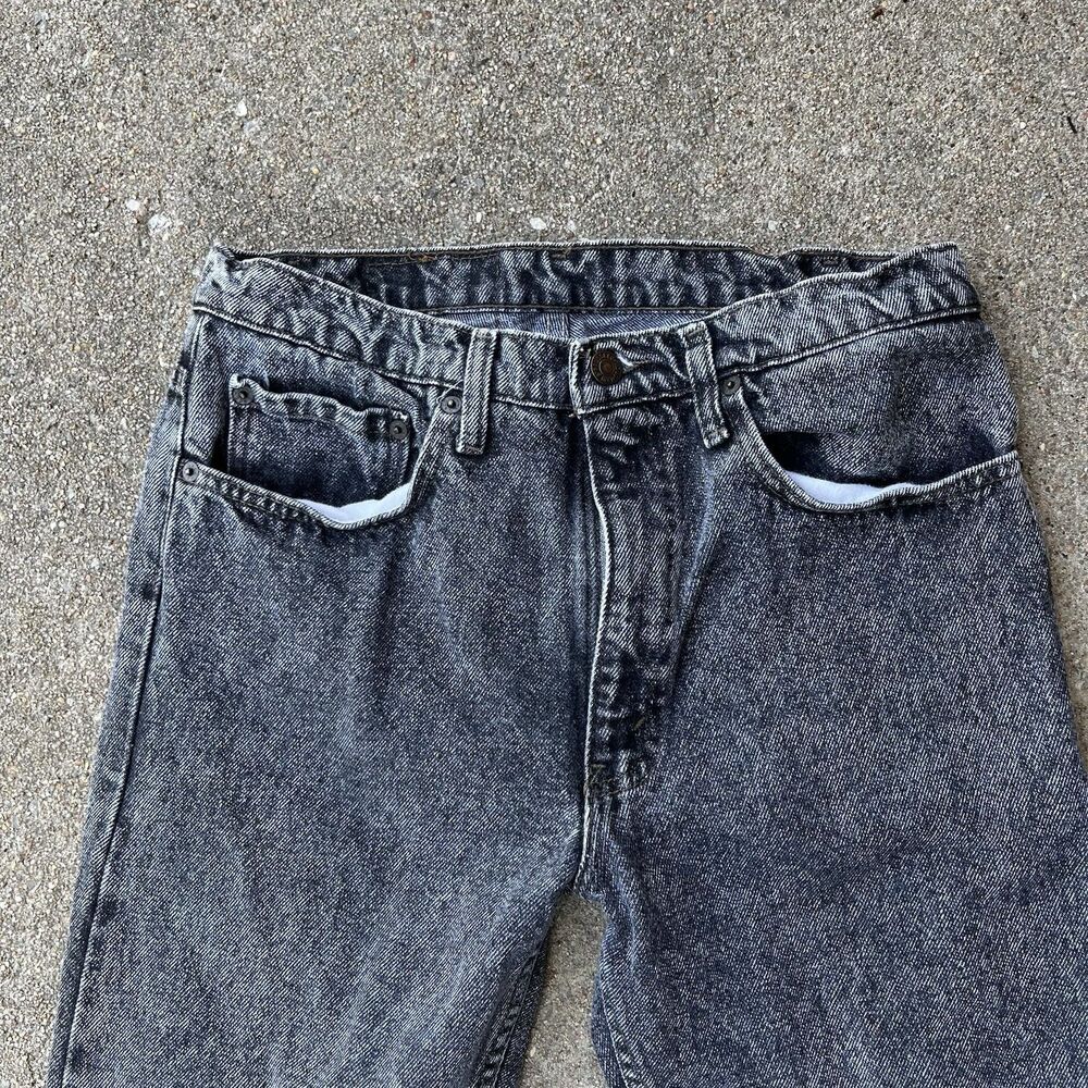 Levis 505 30x33 Black Regular Fit Straight Leg Men Jean Made in USA Vintage 90’s - Picture 9 of 16